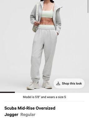 lululemon athletica Light Gray Scuba Mid-Rise Oversized Jogger GREAT condition S